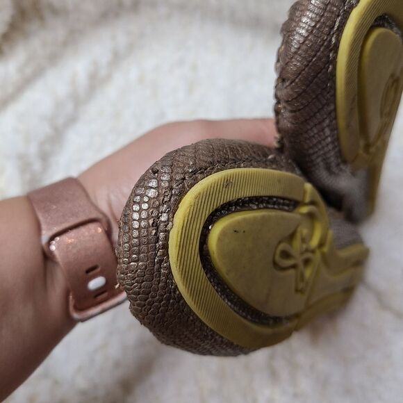 Sam Edelman Jones Metallic Gold‎ Snakeskin Loafers sz 6 - Picture 4 of 9